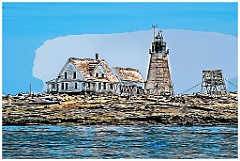 Remote Mount Desert Rock Light in Maine - Digital Painting